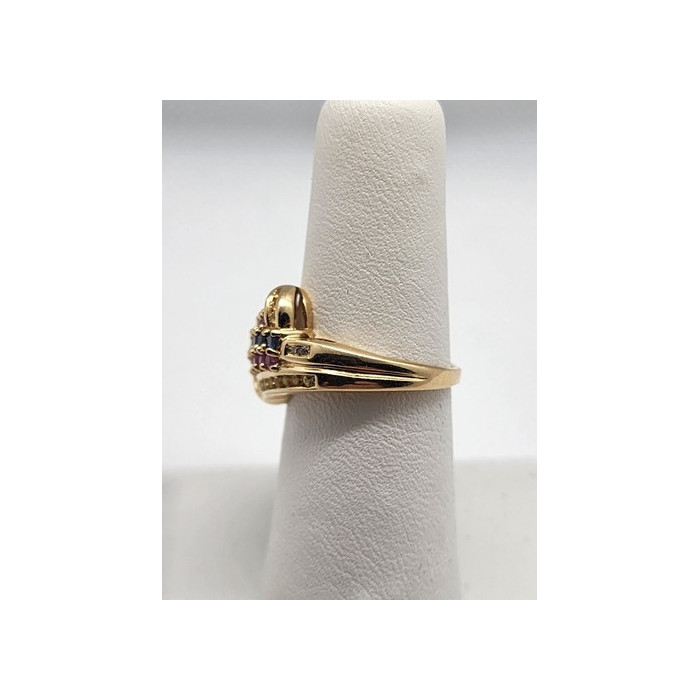 14K YELLOW GOLD TOURMALINE & DIAMOND RING  SIZE 5.5