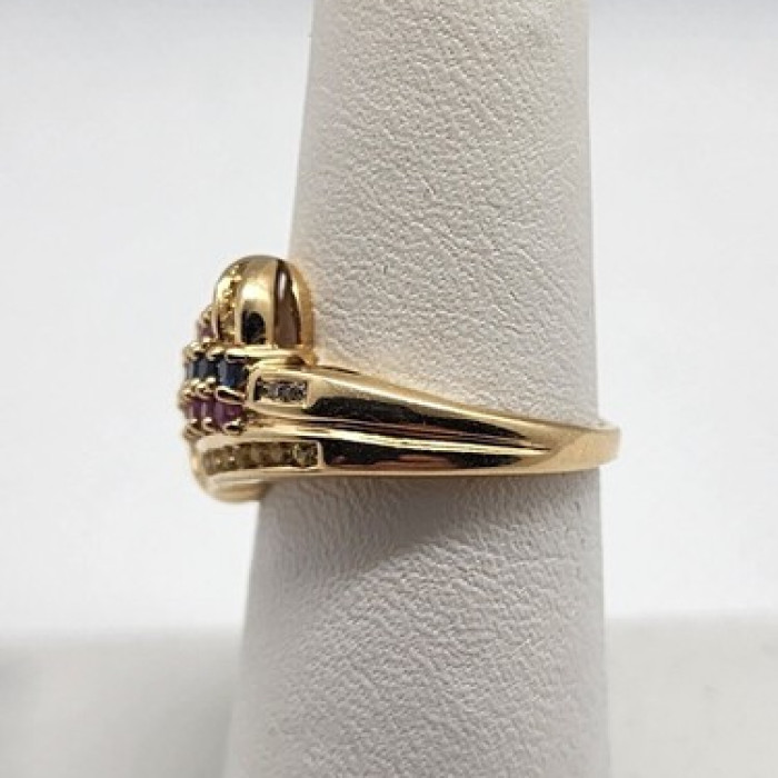 14K Yellow Gold Tourmaline & Diamond Ring Size 5.5
