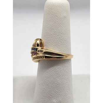 14K YELLOW GOLD TOURMALINE & DIAMOND RING  SIZE 5.5
