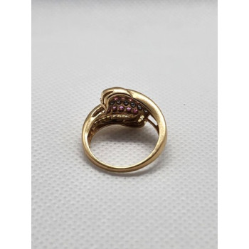 14K YELLOW GOLD TOURMALINE & DIAMOND RING  SIZE 5.5