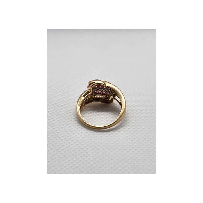 14K YELLOW GOLD TOURMALINE & DIAMOND RING  SIZE 5.5