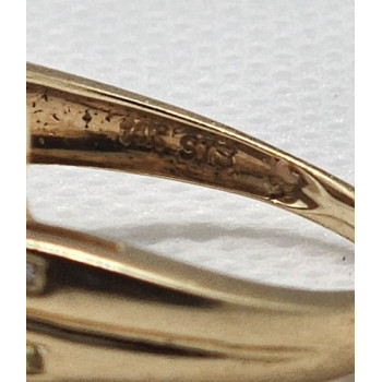 14K YELLOW GOLD TOURMALINE & DIAMOND RING  SIZE 5.5