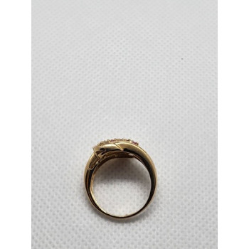 14K YELLOW GOLD TOURMALINE & DIAMOND RING  SIZE 5.5