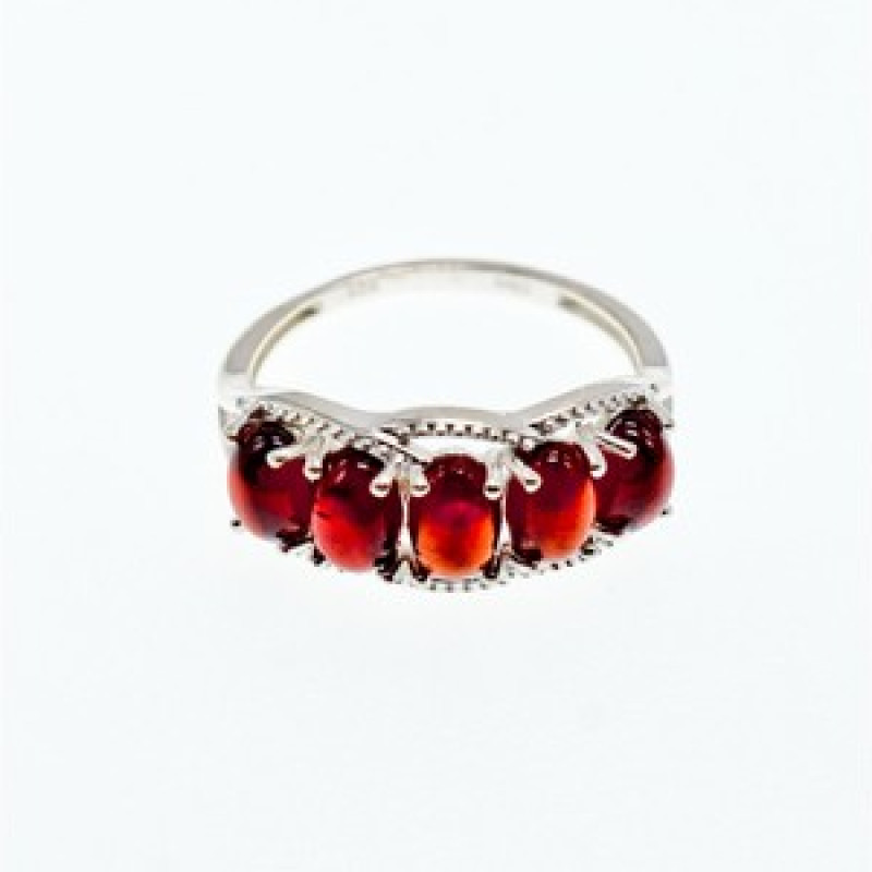 925 Sterling Silver Pyrope Garnet Ring Size 7