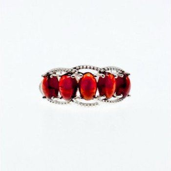 925 Sterling Silver Pyrope Garnet Ring Size 7