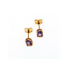 14K YELLOW GOLD PURPLE TOURMALINE STUD EARRINGS