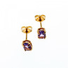 14K Yellow Gold Purple Tourmaline Stud Earrings
