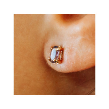 14K YELLOW GOLD PURPLE TOURMALINE STUD EARRINGS