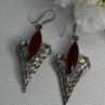Vintage 925 Sterling Silver Agate Earrings Length 2.60 Inch