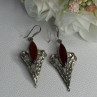 Vintage 925 Sterling Silver Agate Earrings Length 2.60 Inch