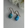 925 Sterling Silver Turquoise Earrings Length 1.20 Inch