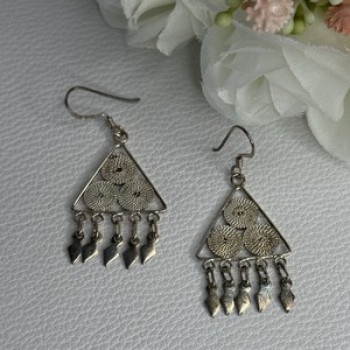 925 Sterling Silver Earrings Length 1.70 Inch