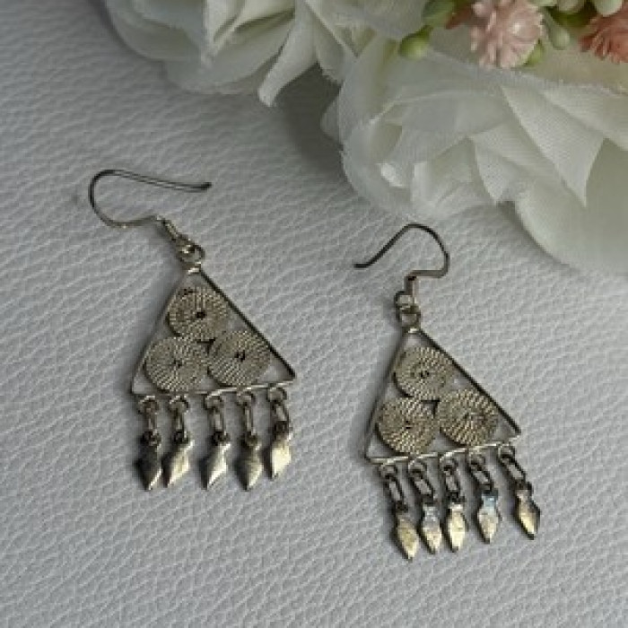925 Sterling Silver Earrings Length 1.70 Inch