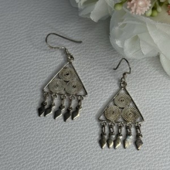 925 Sterling Silver Earrings Length 1.70 Inch