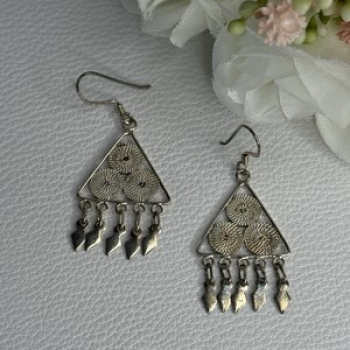 925 Sterling Silver Earrings Length 1.70 Inch