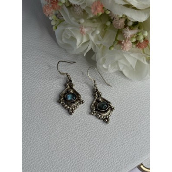 Vintage 925 Sterling Silver Labradorite Earrings Length 1.80 Inch