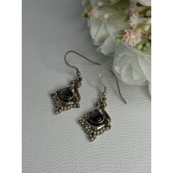 Vintage 925 Sterling Silver Labradorite Earrings Length 1.80 Inch