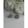 925 Sterling Silver Diamonds Stud Earrings Length 0.37 Inch