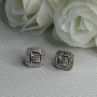 925 Sterling Silver Diamonds Stud Earrings Length 0.37 Inch