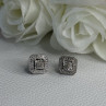 925 Sterling Silver Diamonds Stud Earrings Length 0.37 Inch