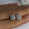 925 Sterling Silver Diamonds Stud Earrings Length 0.37 Inch