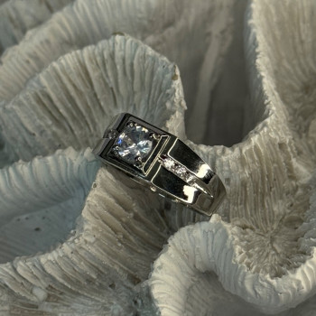 Mens 925 Sterling Silver CZ Ring Size 10