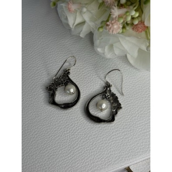VINTAGE 925 STERLING SILVER PEARL EARRINGS LENGTH 1.50 INCH