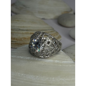 Shiny 925 Sterling Silver Cz Ring Size 9