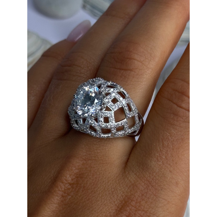 Shiny 925 Sterling Silver Cz Ring Size 9