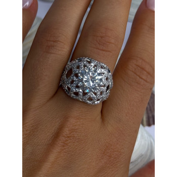 Shiny 925 Sterling Silver Cz Ring Size 9