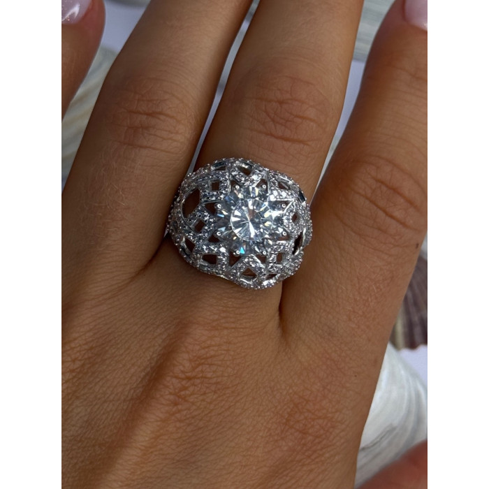 Shiny 925 Sterling Silver Cz Ring Size 9