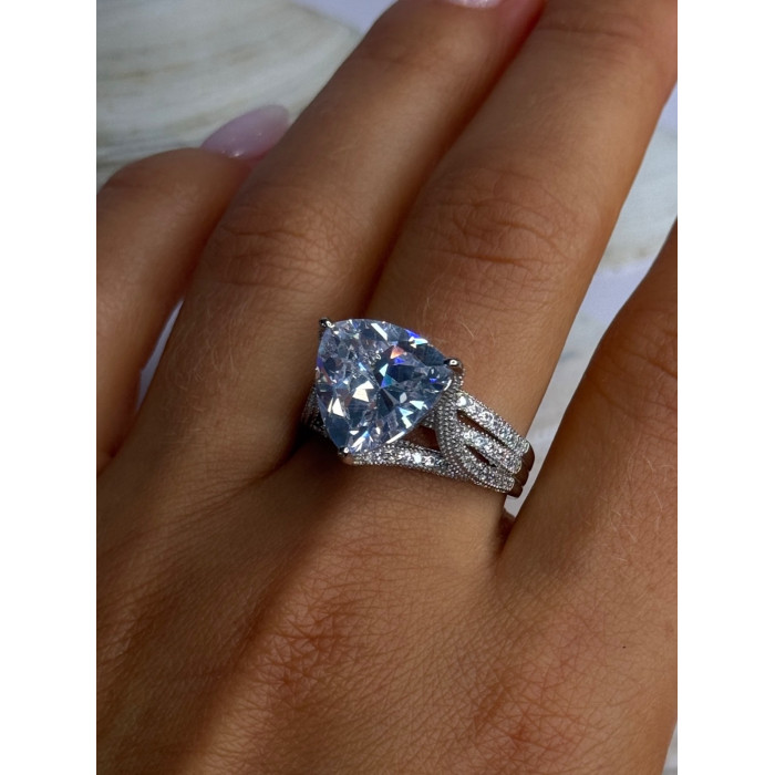 Beautiful Shiny 925 Sterling Silver Cz Ring Size 9.5