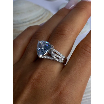Beautiful Shiny 925 Sterling Silver Cz Ring Size 9.5