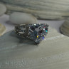Vintage Design 925 Sterling Silver Amber Ring Size 9