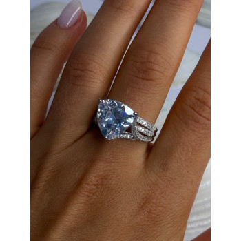 Beautiful Shiny 925 Sterling Silver Cz Ring Size 9.5