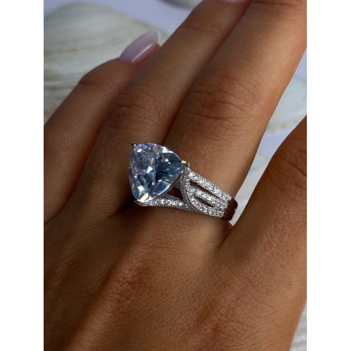 Beautiful Shiny 925 Sterling Silver Cz Ring Size 9.5