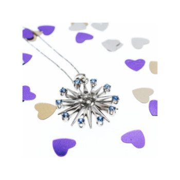 14K WHITE GOLD SAPPHIRES & DIAMOND CHAIN WITH PENDANT