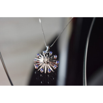 14K WHITE GOLD SAPPHIRES & DIAMOND CHAIN WITH PENDANT