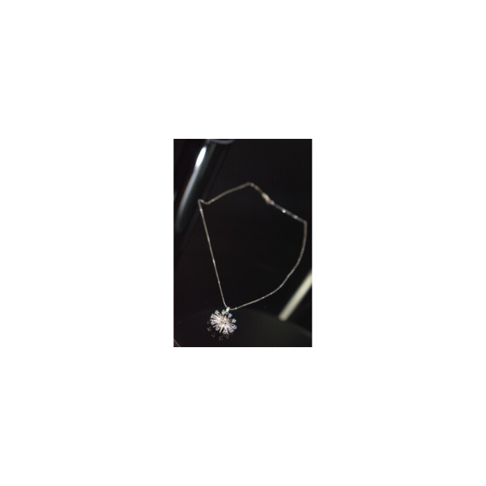 14K WHITE GOLD SAPPHIRES & DIAMOND CHAIN WITH PENDANT