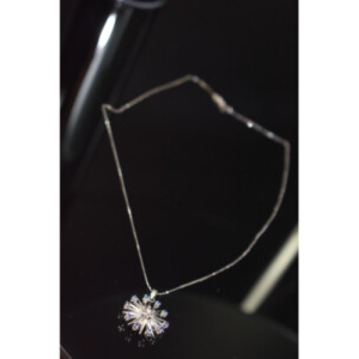 14K White Gold Sapphires & Diamond Chain With Pendant