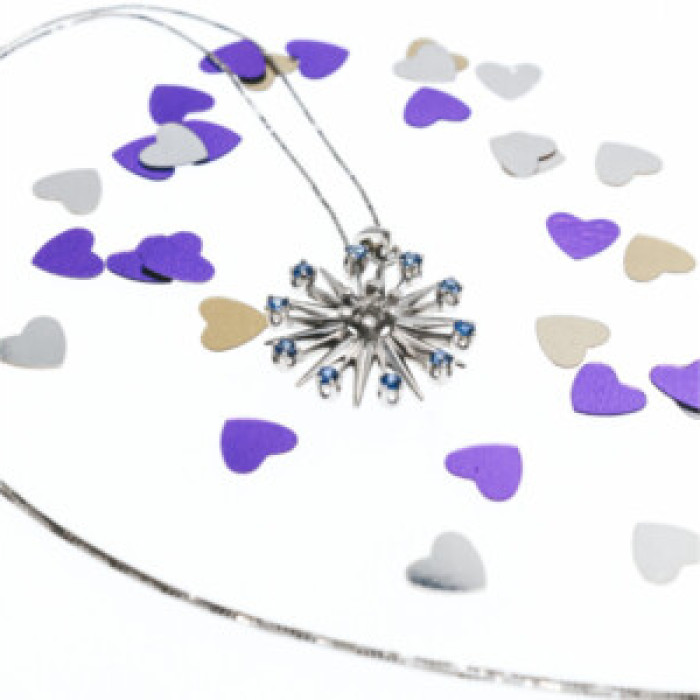 14K White Gold Sapphires & Diamond Chain With Pendant