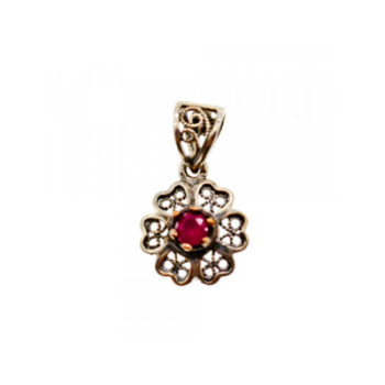 925 Sterling Silver Pink Topaz Scarlet Flower Pendant
