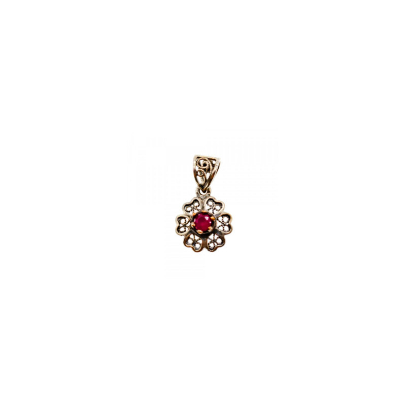 925 Sterling Silver Pink Topaz Scarlet Flower Pendant