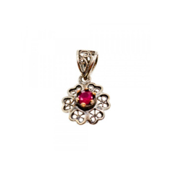 925 Sterling Silver Pink Topaz Scarlet Flower Pendant