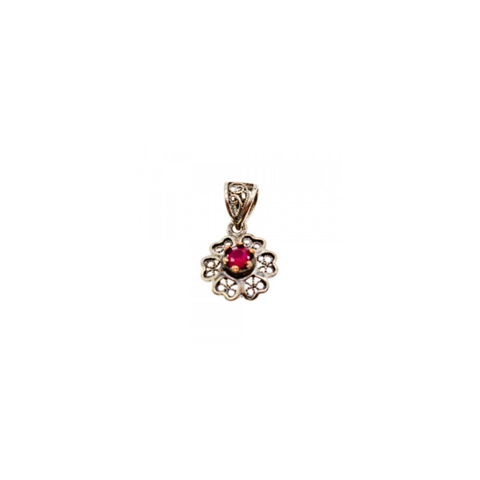 925 Sterling Silver Pink Topaz Scarlet Flower Pendant