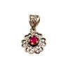 925 Sterling Silver Pink Topaz Scarlet Flower Pendant