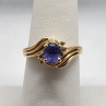 14K YELLOW GOLD RING TANZANITE & DIAMOND SIZE 6