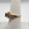 14K YELLOW GOLD RING TANZANITE & DIAMOND SIZE 6