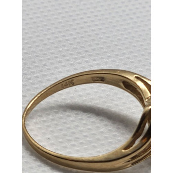 14K YELLOW GOLD RING TANZANITE & DIAMOND SIZE 6