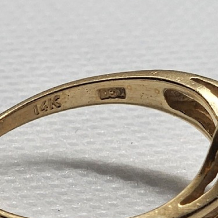 14K YELLOW GOLD RING TANZANITE & DIAMOND SIZE 6